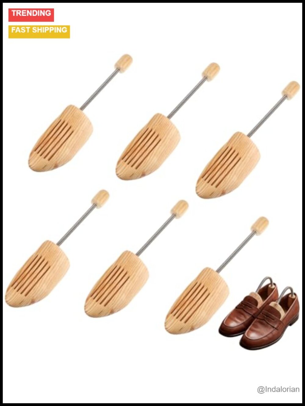 Wooden Shoe Trees Adjustable Spring 3 Pairs Unisex Shoe Shaper
